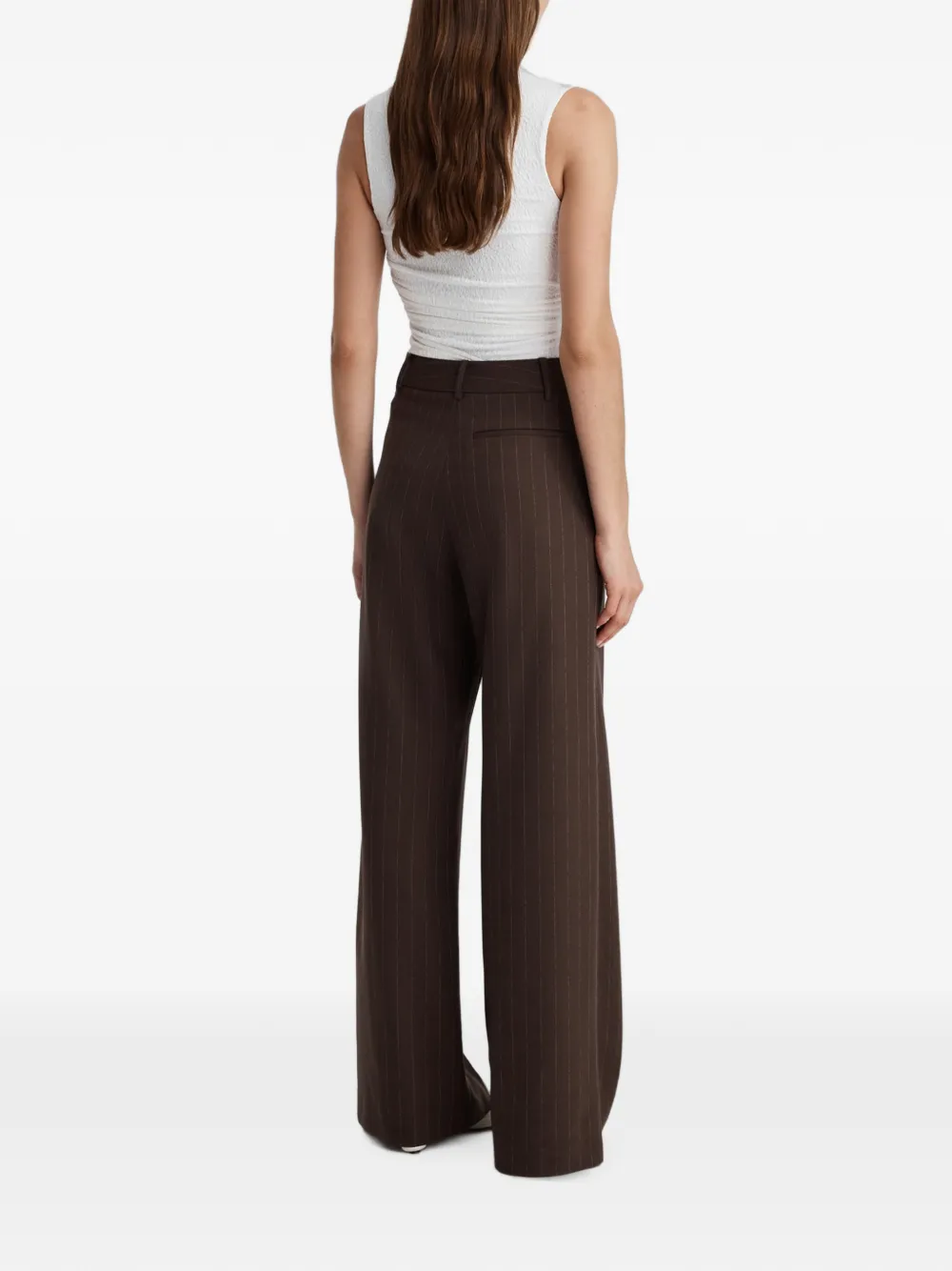 Anna Quan Adam Chalk-stripe Trousers in Brown, view 5