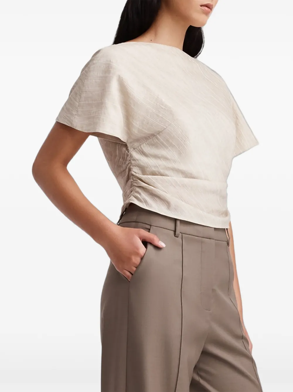 Anna Quan Vinnie Gathered-side Blouse in Neutrals, view 3