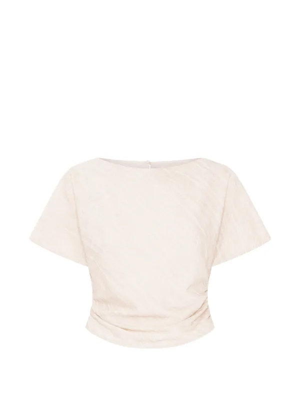 Anna Quan Vinnie Gathered-side Blouse in Neutrals