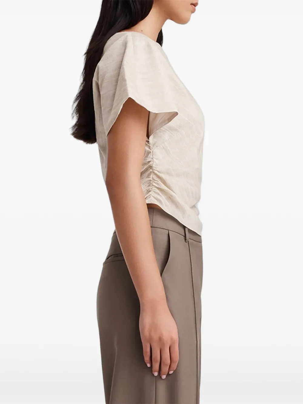 Anna Quan Vinnie Gathered-side Blouse in Neutrals, view 4