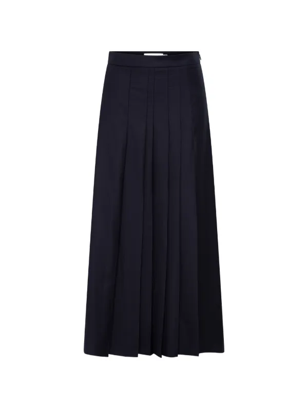 Anna Quan Sable Pleated Midi Skirt in Black