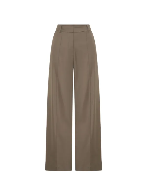 Anna Quan Adam Wide-leg Trousers in Brown