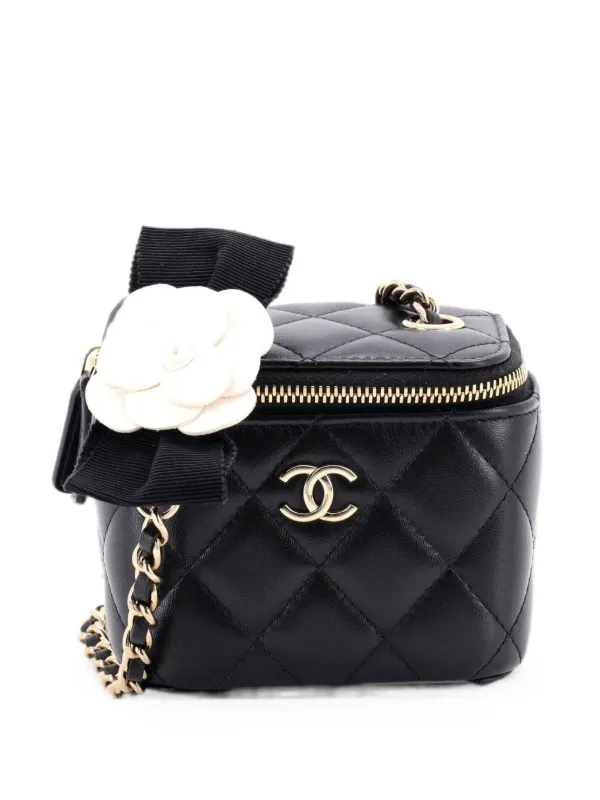 CHANEL Pre-Owned カメリア リボン バニティケース ウィズ チェーン