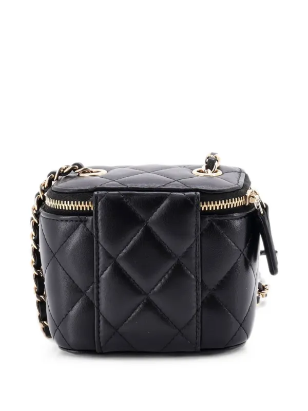 CHANEL Pre-Owned カメリア リボン バニティケース ウィズ チェーン