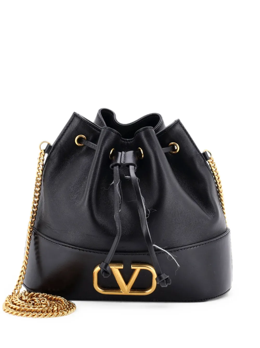 Valentino Garavani Pre-Owned Borsa a secchiello VLogo in pelle con coulisse - Nero
