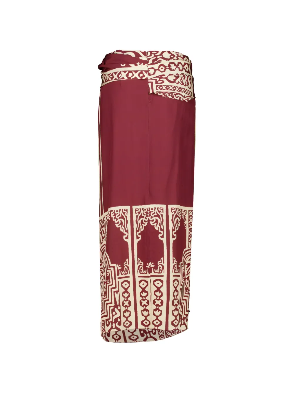 Johanna Ortiz Knot-detail Geometric-print Skirt in Red, view 2