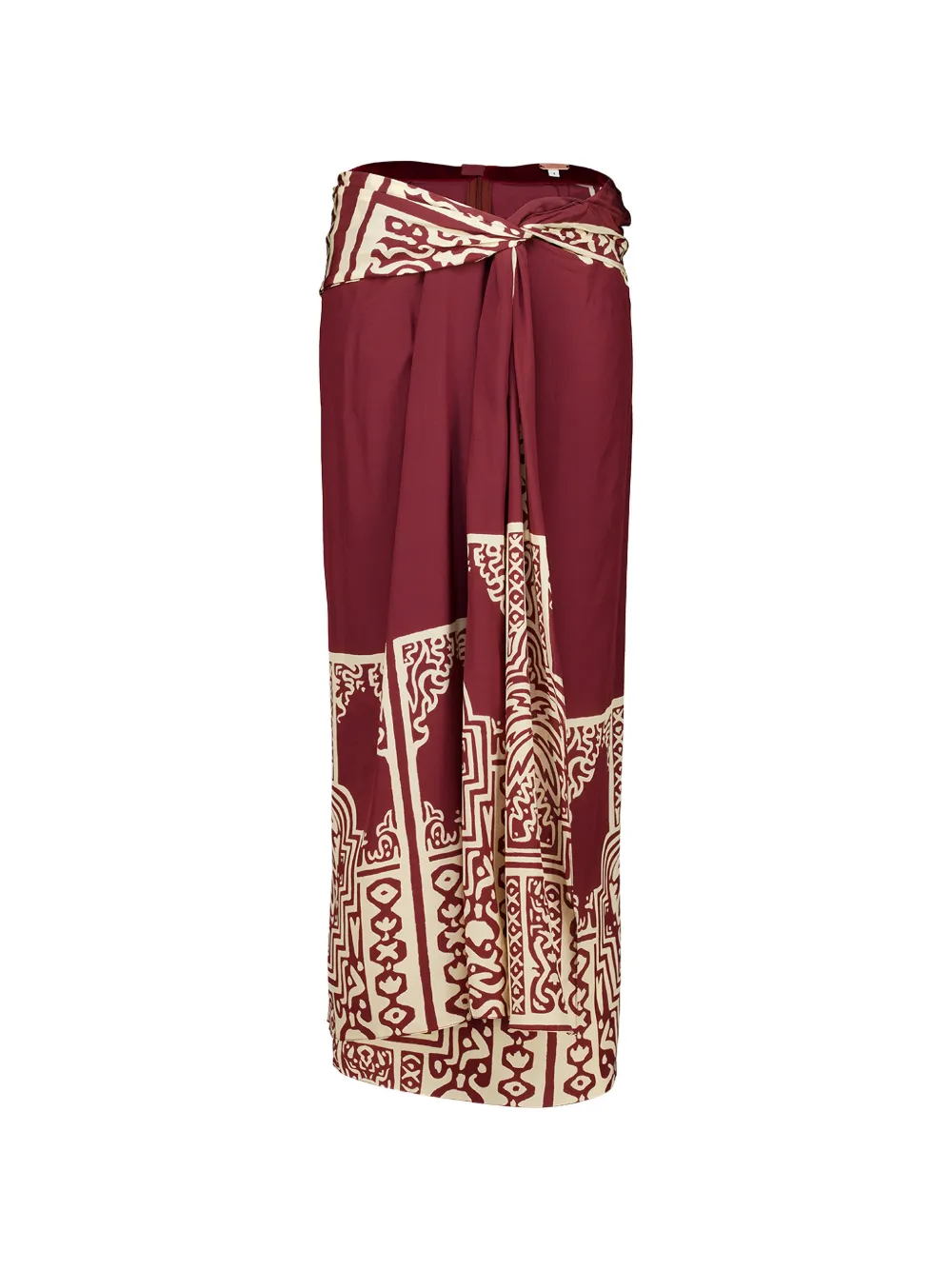 Johanna Ortiz knot-detail geometric-print skirt - Rosso
