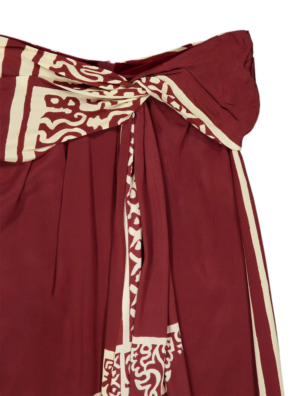 Johanna Ortiz Knot-detail Geometric-print Skirt in Red, view 3