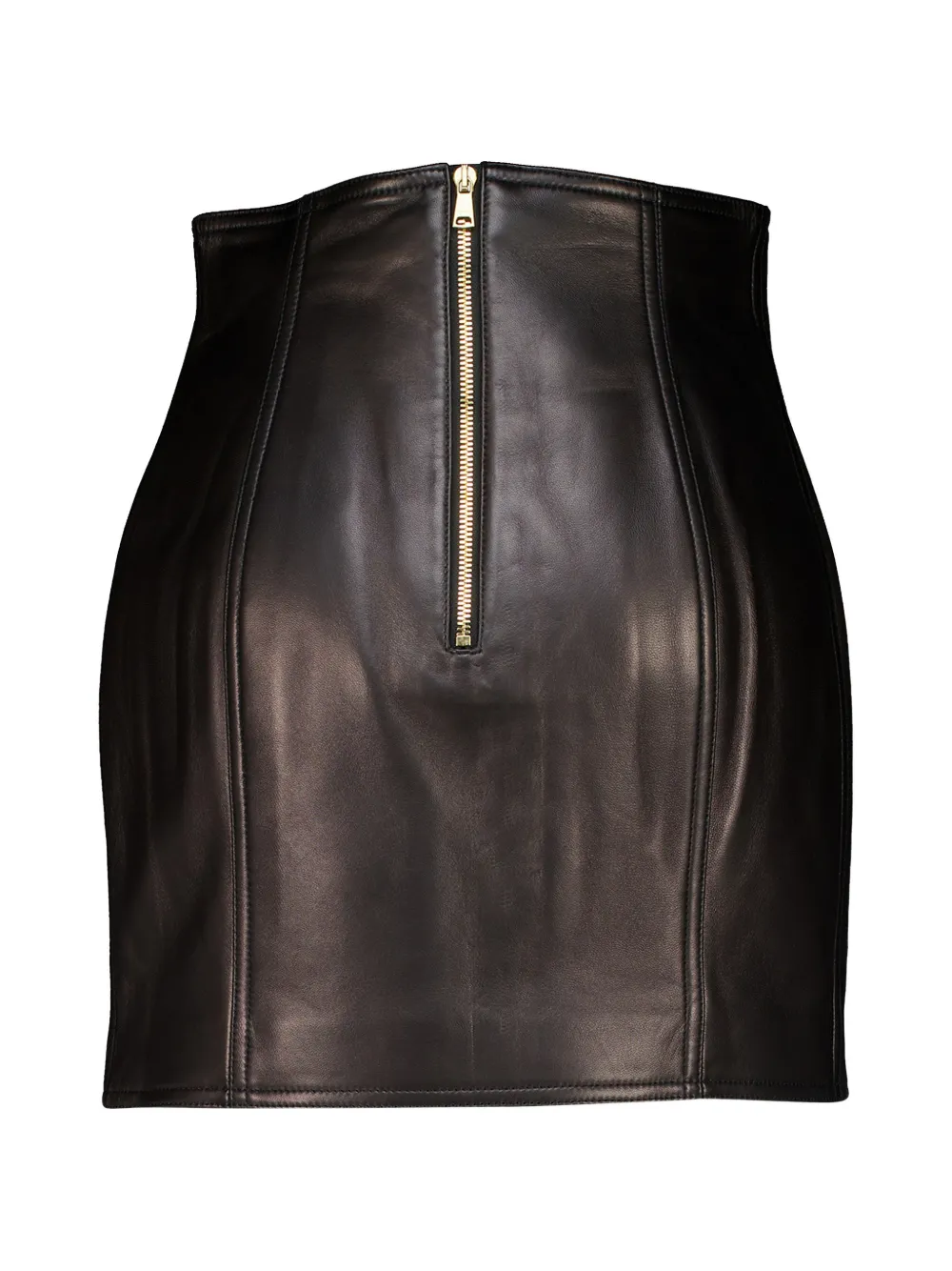 Balmain High waist leren mini-rok Zwart