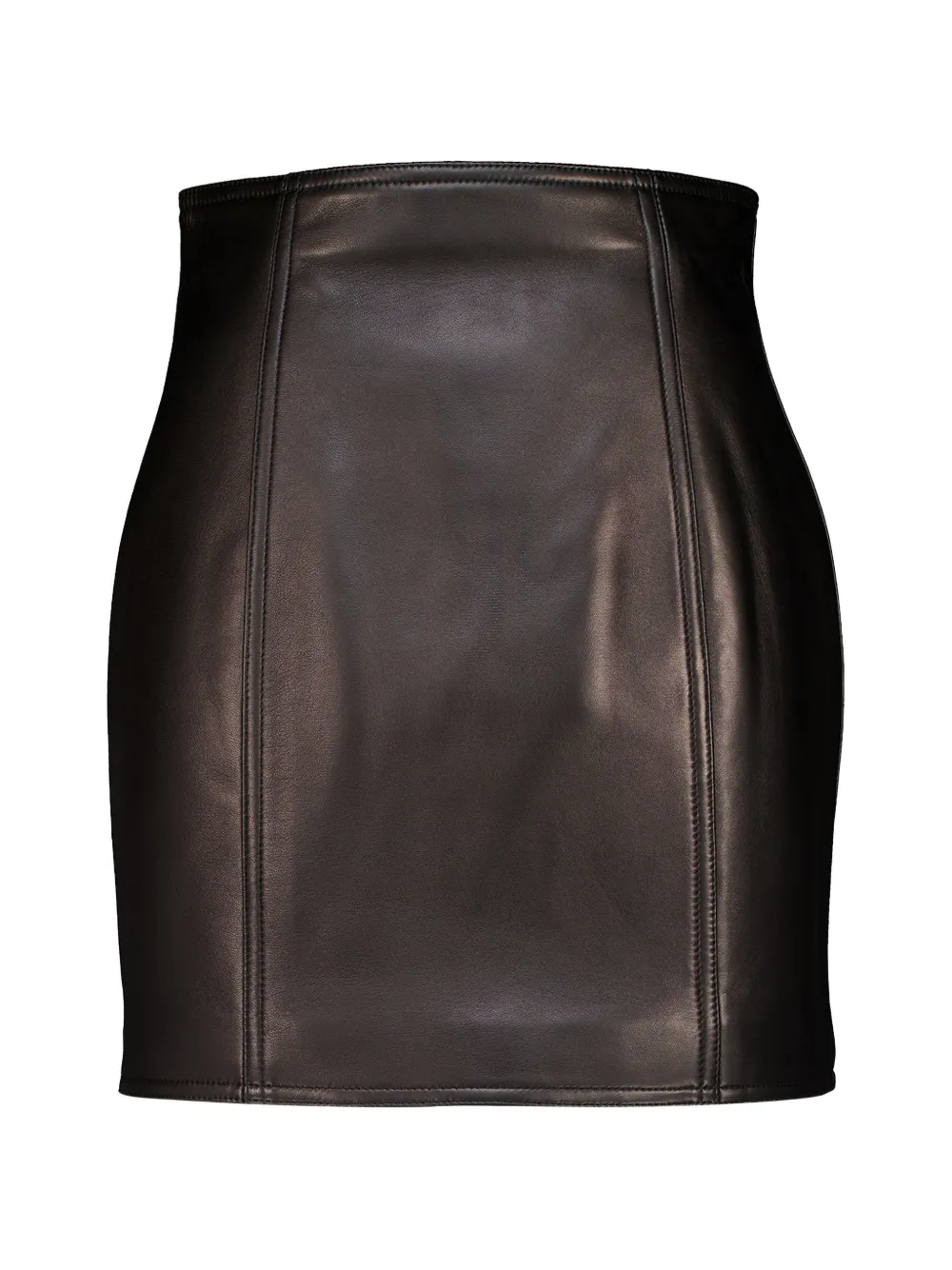 Balmain high-waist lambskin mini skirt - Nero