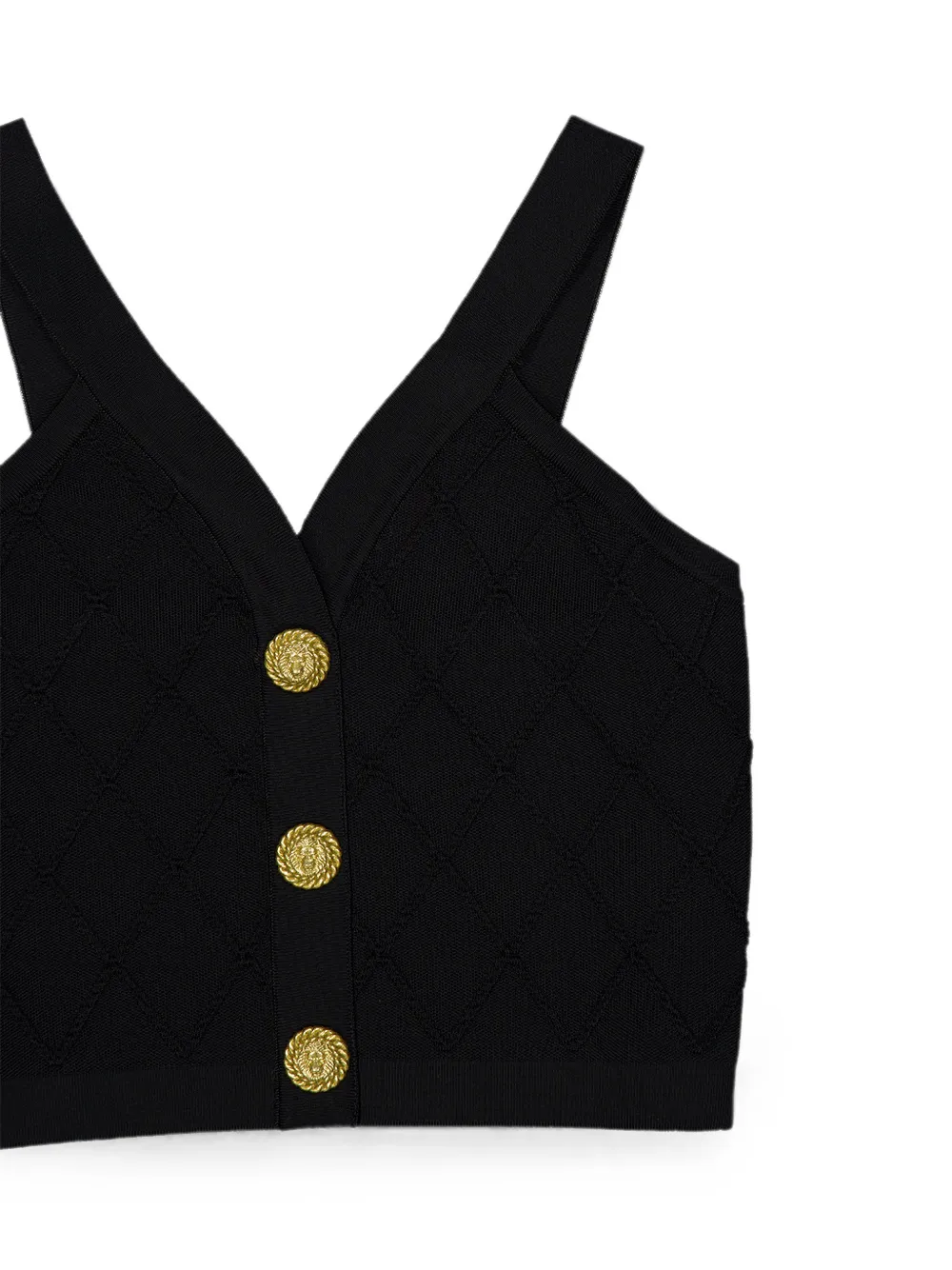 Balmain Gewatteerde gebreide top met knopen Zwart
