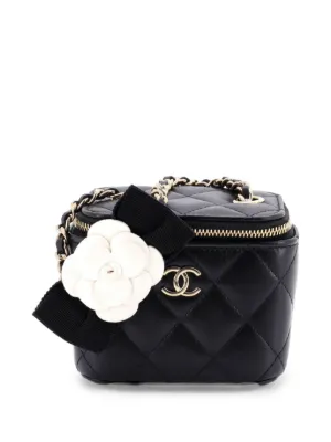 CHANEL Pre-Owned カメリア リボン バニティケース ウィズ チェーン