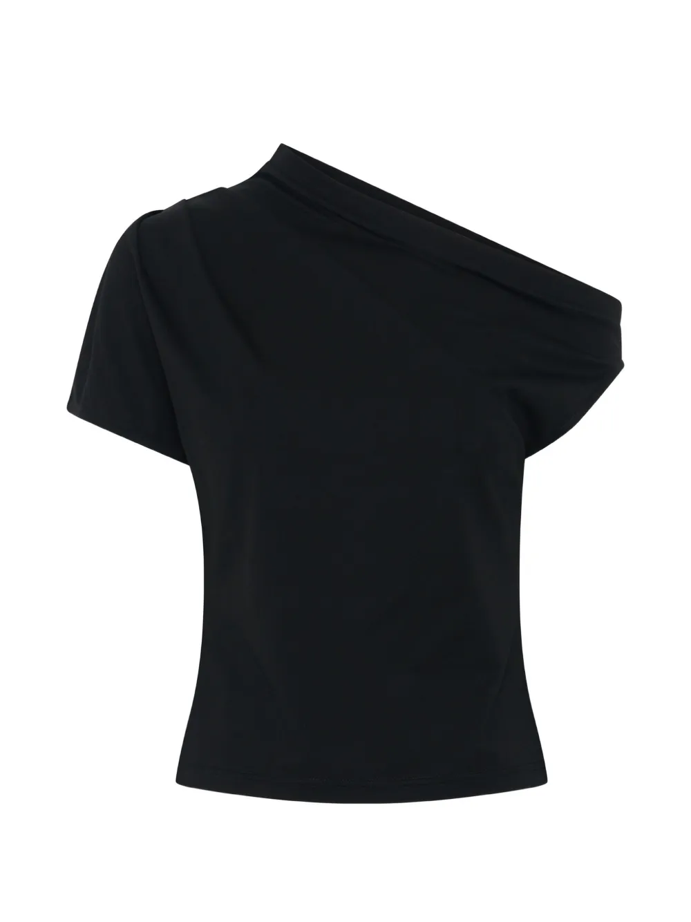 Anna Quan Astra one-shoulder draped T-shirt - Schwarz