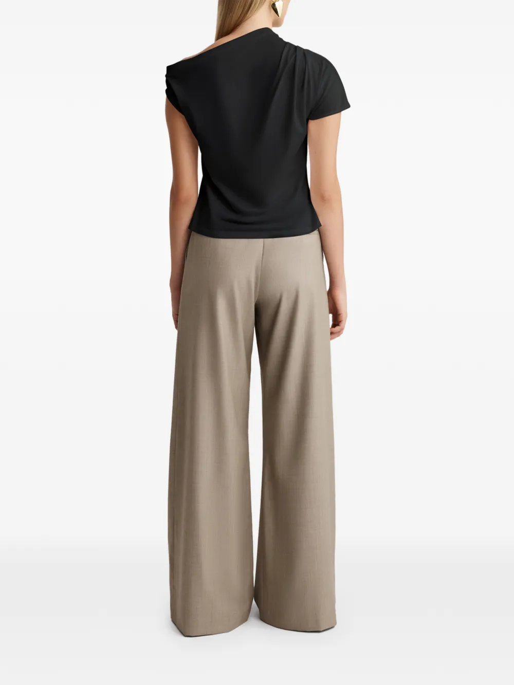 Anna Quan Astra One-shoulder Draped T-shirt in Black, view 5