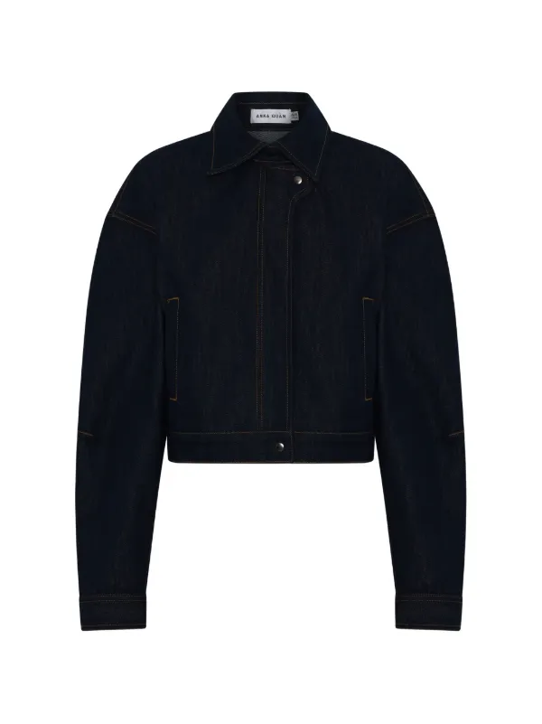 Anna Quan Fontana Contrast-stitch Denim Jacket in Blue