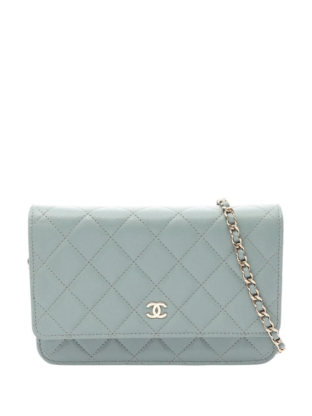 CHANEL Pre-Owned Borsa a tracolla CC in pelle Caviar trapuntata con catena 2021-2026 - Verde