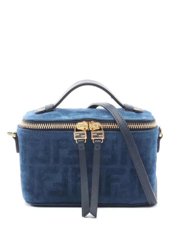 Fendi Pre-owned 2010-2026 FF Embossed Denim Vanity Bag Satchel in Blue