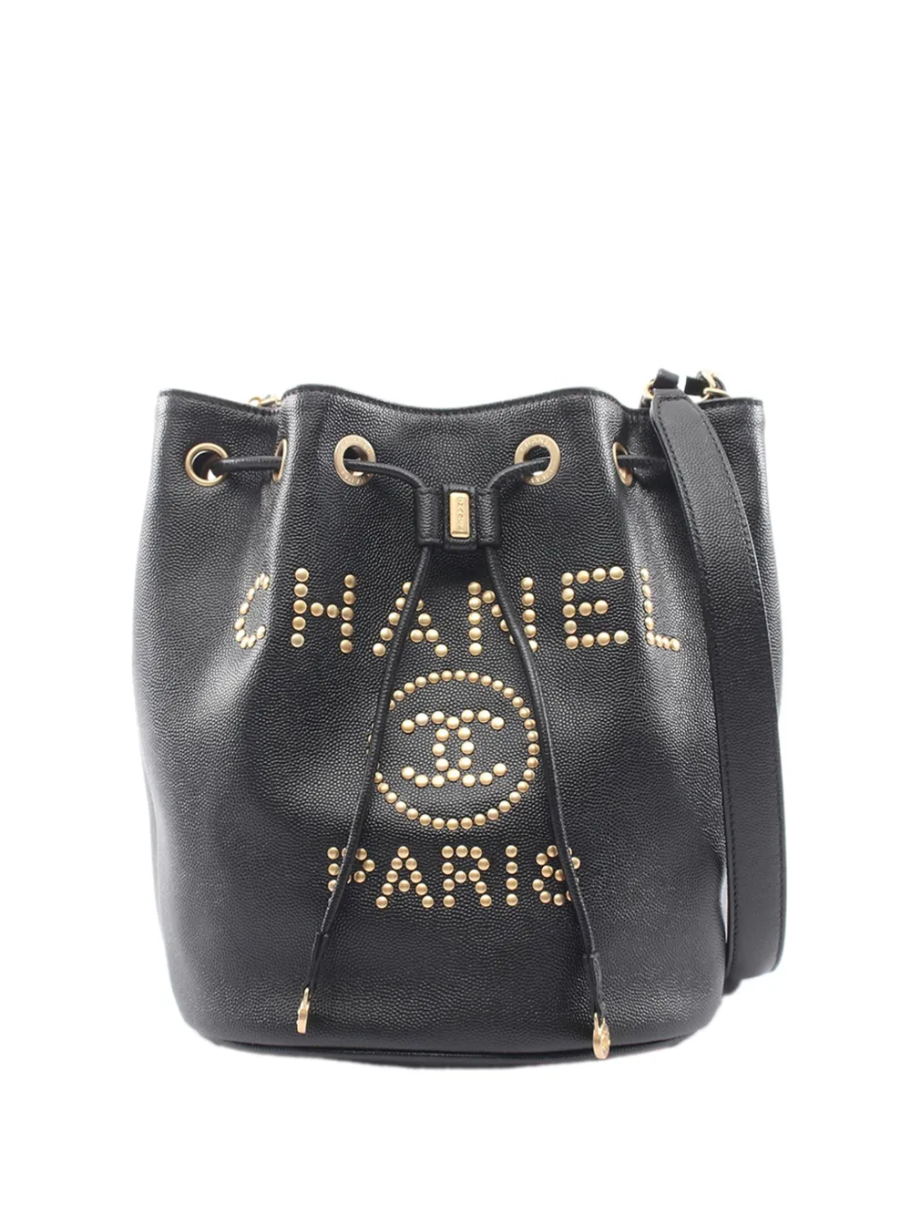 CHANEL Pre-Owned 2019 Caviar Deauville bucket bag - Black