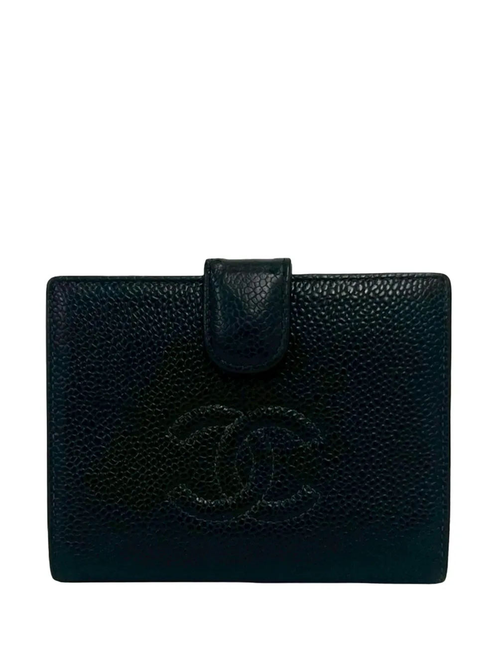 CHANEL Pre-Owned Portafoglio bi-fold CC piccolo in pelle Caviar 2004-2005 - Nero