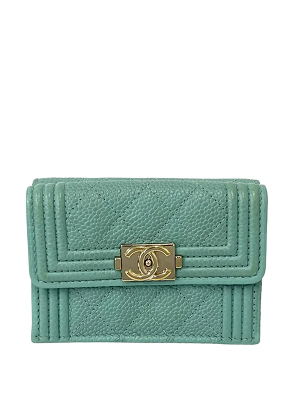 CHANEL Pre-Owned Portafoglio tri-fold in pelle Caviar Boy trapuntata 2019 - Blu