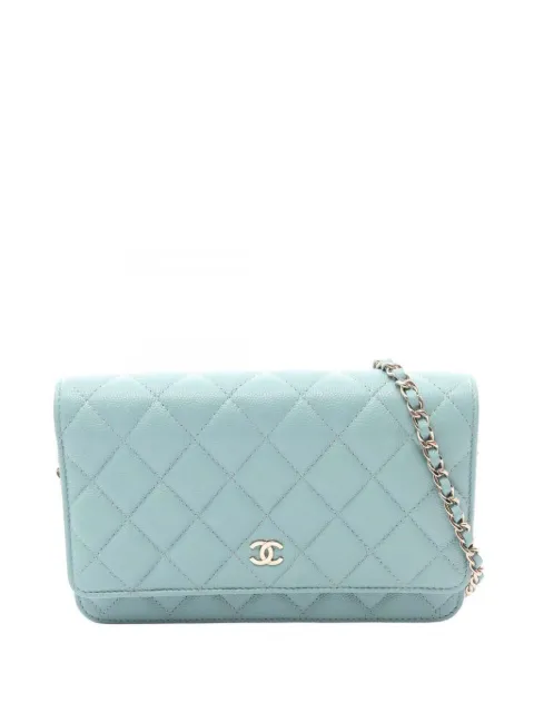 CHANEL Pre-Owned 2019 CC Quilted Caviar Wallet on Chain crossbody bag