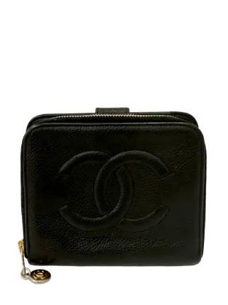 ココマーク がま口財布 CHANEL ブラック CHANEL Pre-Owned 1997-1999 ココマーク キャビア バイフォールド