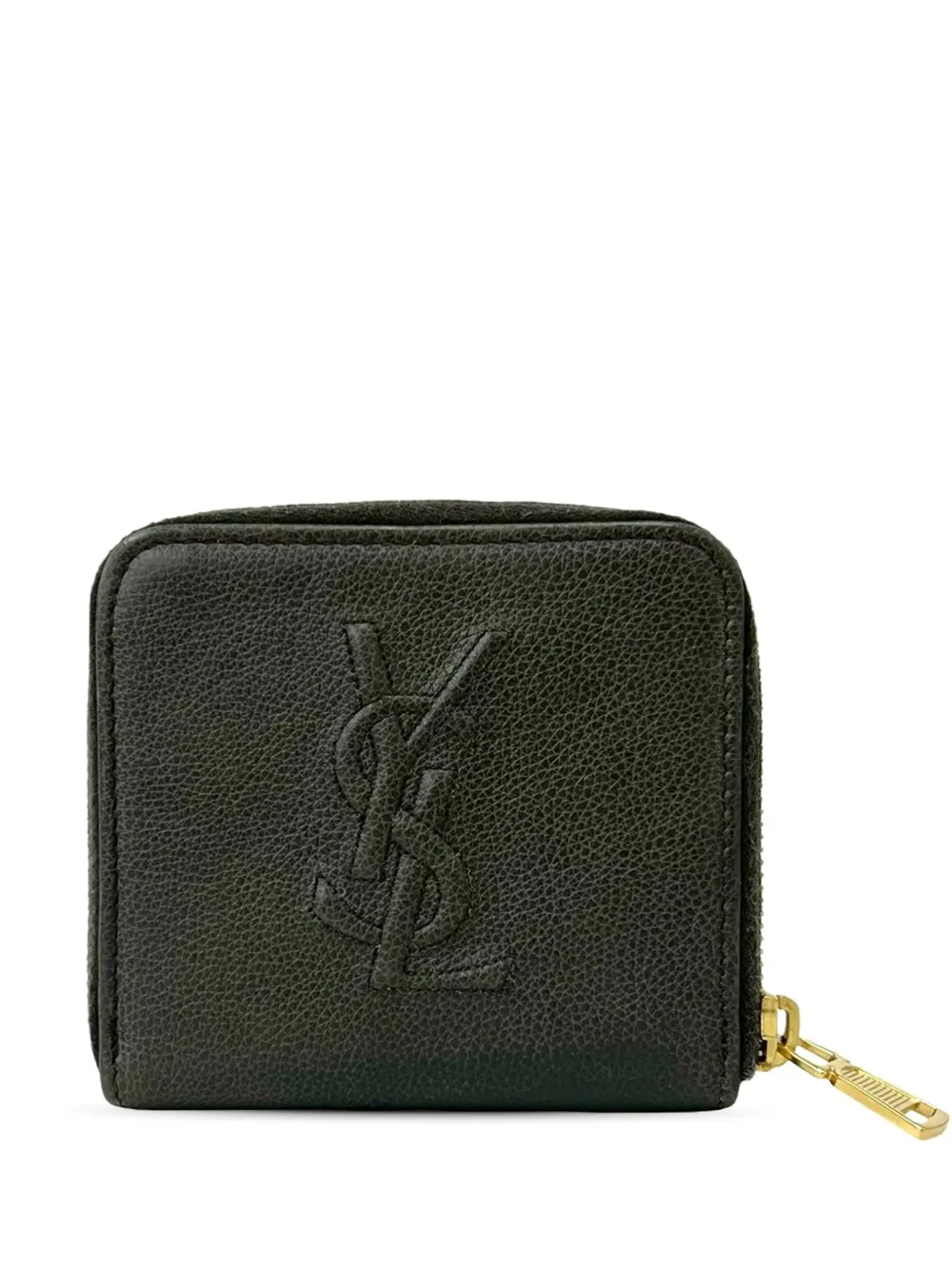 Saint Laurent Pre-Owned Portafoglio in pelle con monogramma e zip XX secolo - Grigio