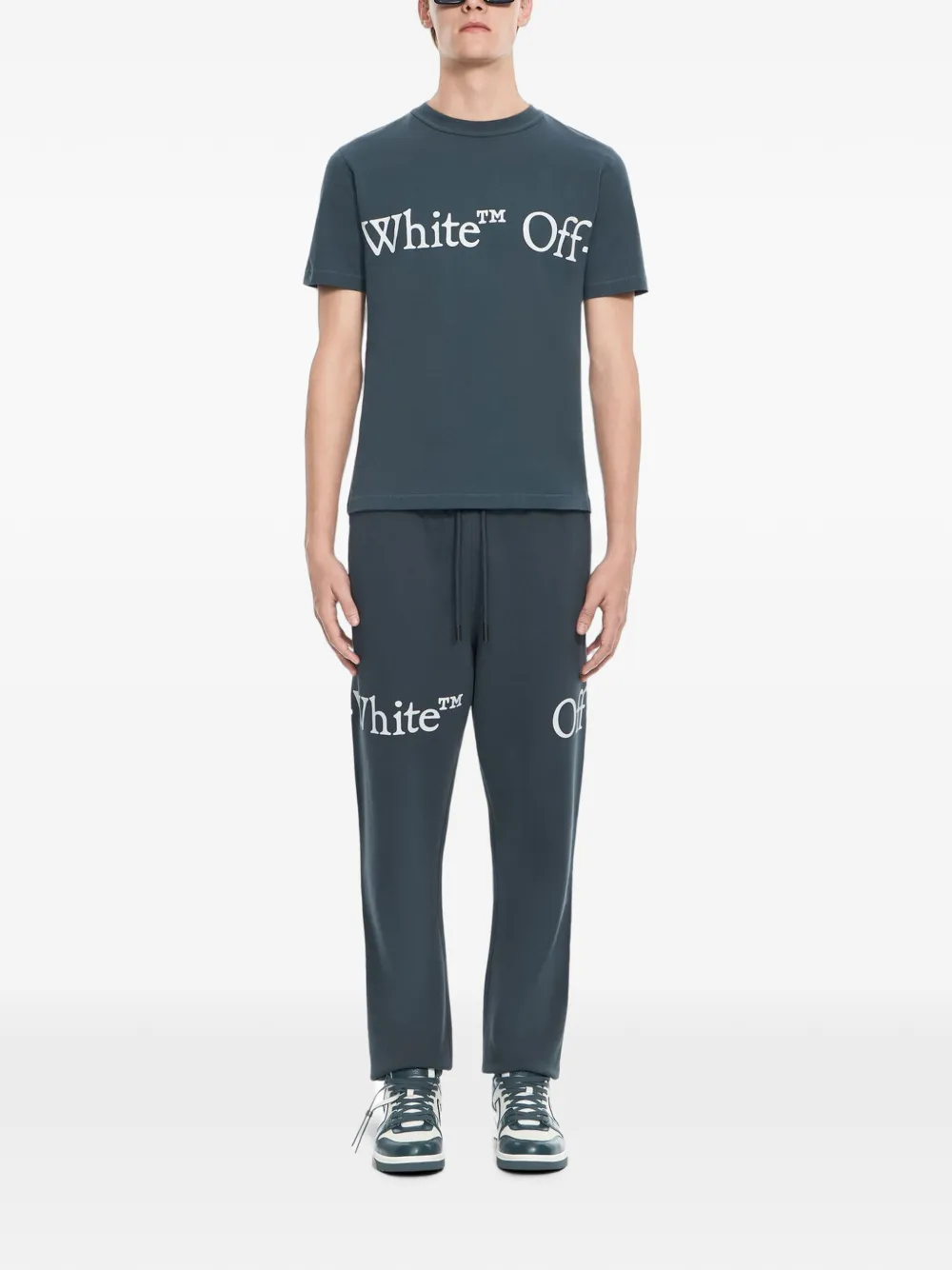 Off-White Bookish T-shirt met korte mouwen en sjaal Blauw