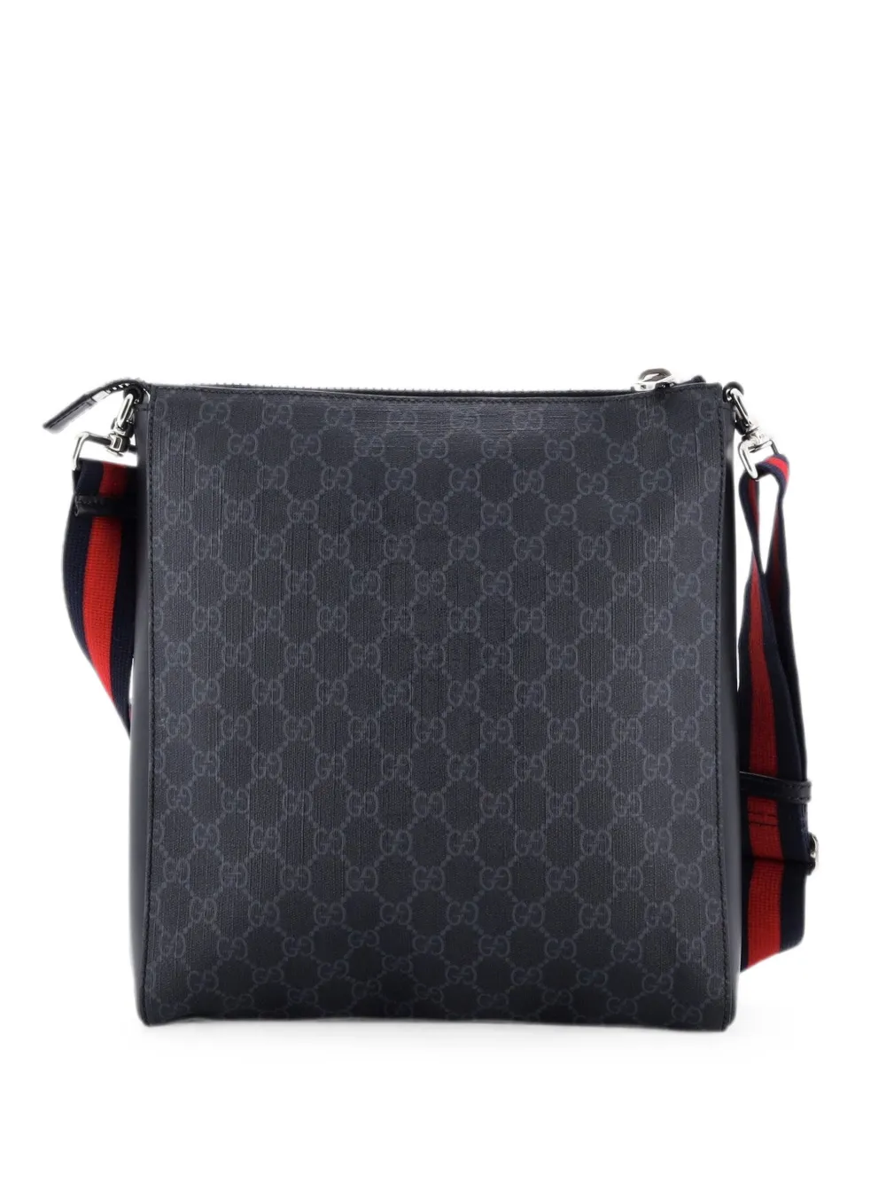 Gucci Pre-Owned Borsa a tracolla GG media in tela cerata con decorazione Web - Nero