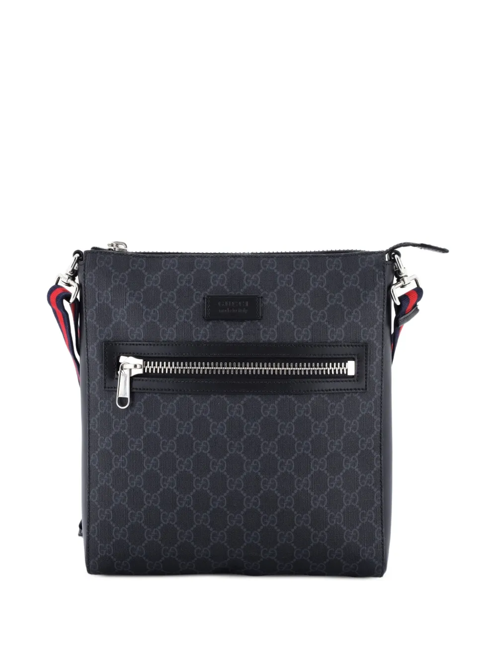 Gucci Pre-Owned Borsa a tracolla GG media in tela cerata con decorazione Web - Nero