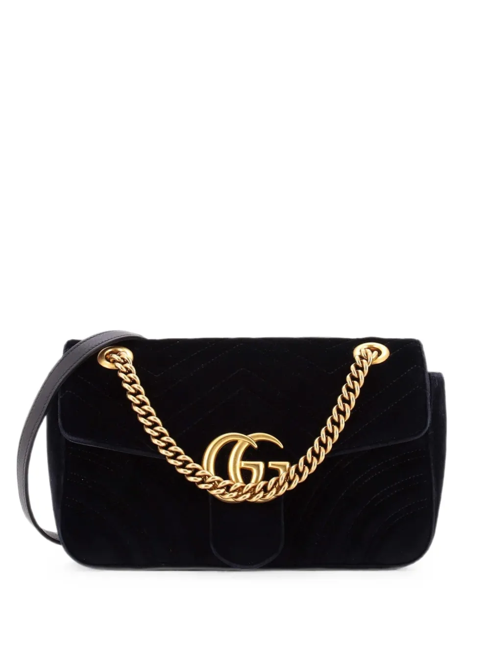 Gucci Pre-Owned Borsa a spalla GG Marmont piccola in velluto matelassé - Nero