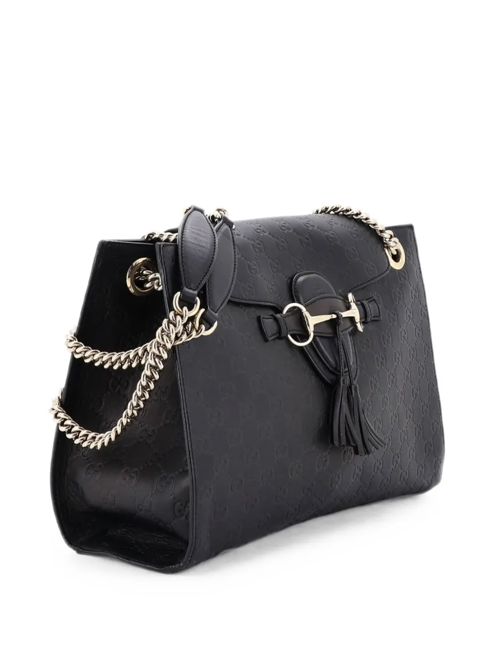 Gucci Pre-Owned Emily Chain Flap Guccissima Leather Large shoulder bag - Black
