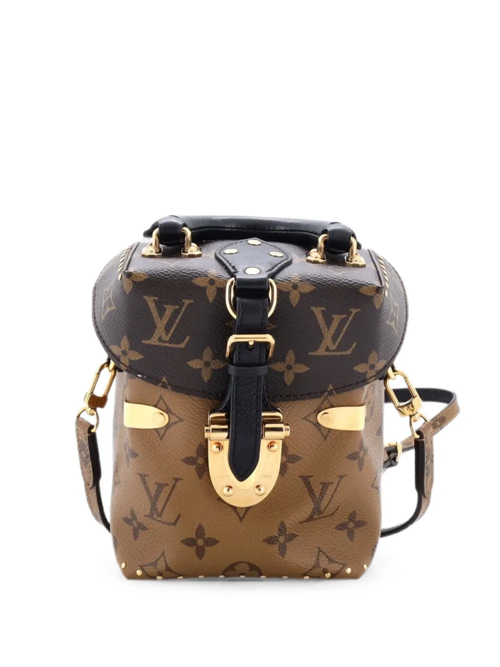 Louis Vuitton Pre-Owned Borsa a tracolla in tela con monogramma e borchie - Marrone