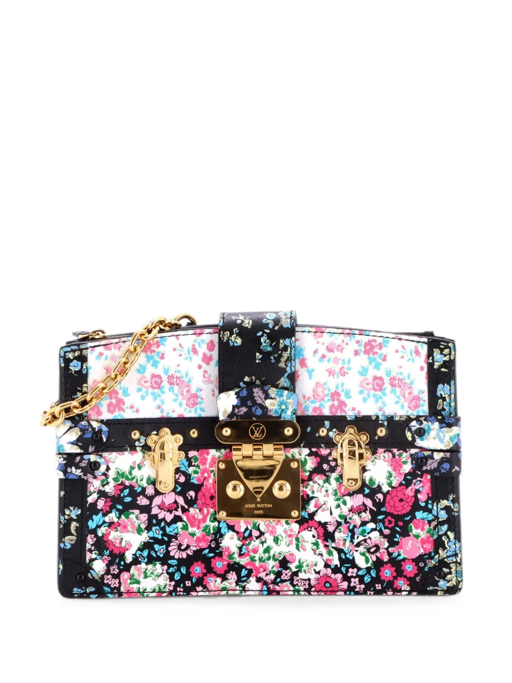 Louis Vuitton Pre-Owned Clutch Trunk in pelle a fiori - Nero