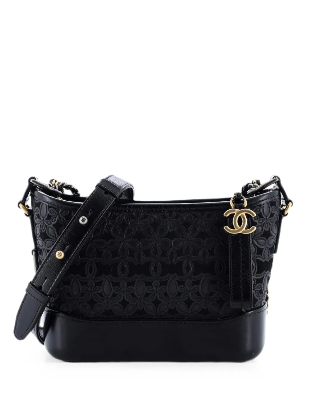 CHANEL Pre-Owned Borsa a tracolla Gabrielle piccola in pelle di vitello e feltro di lana - Nero