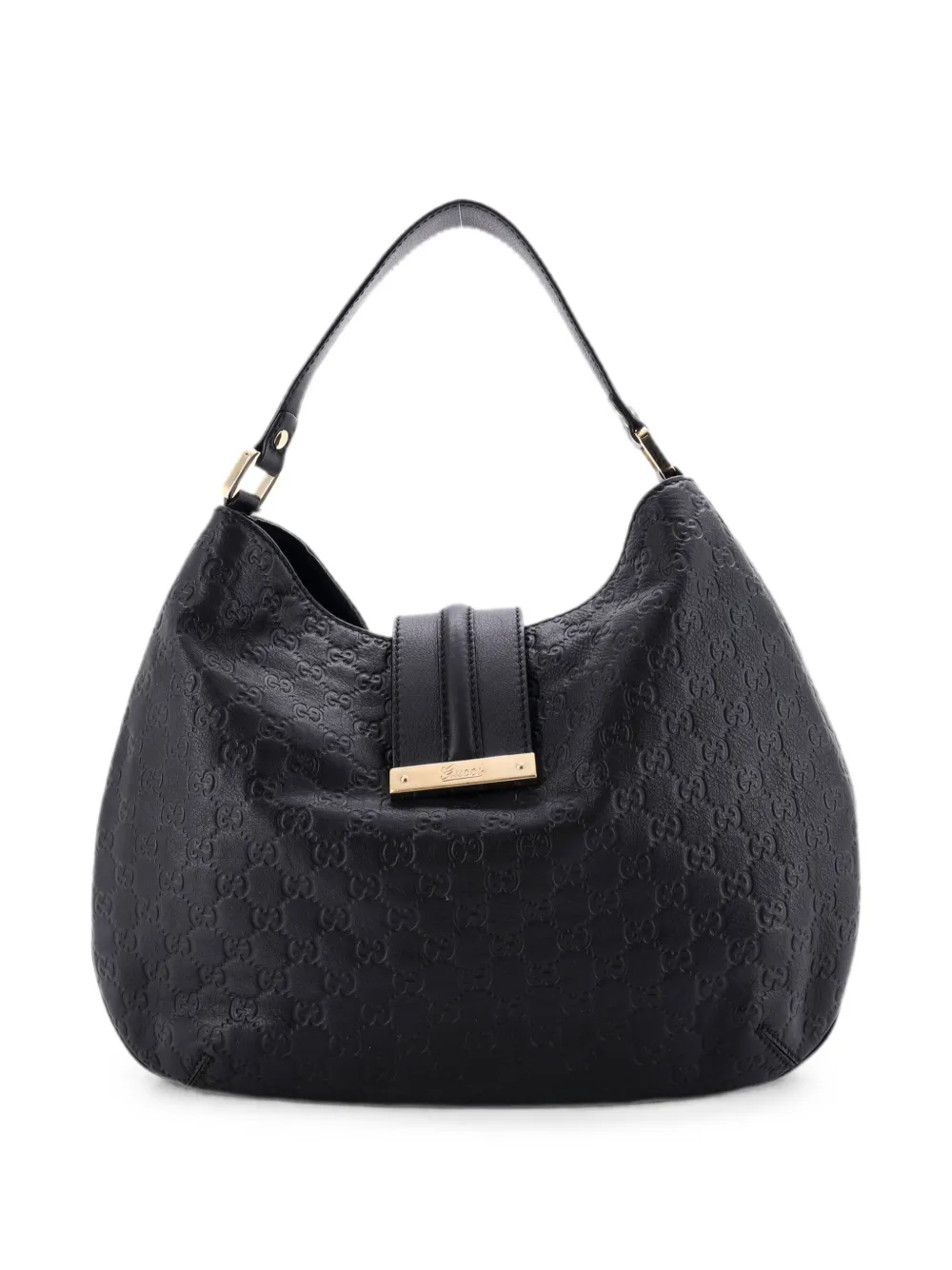 Gucci Pre-Owned Borsa passepartout New Ladies media in pelle Guccissima con decorazione Web - Nero