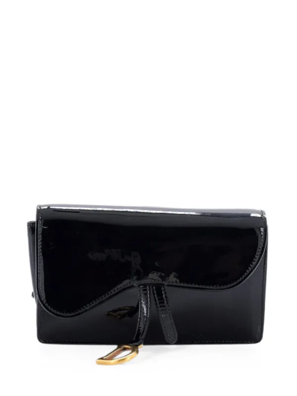 Dior Pre-owned Saddle Rectangular Patent Belt Bag in Black