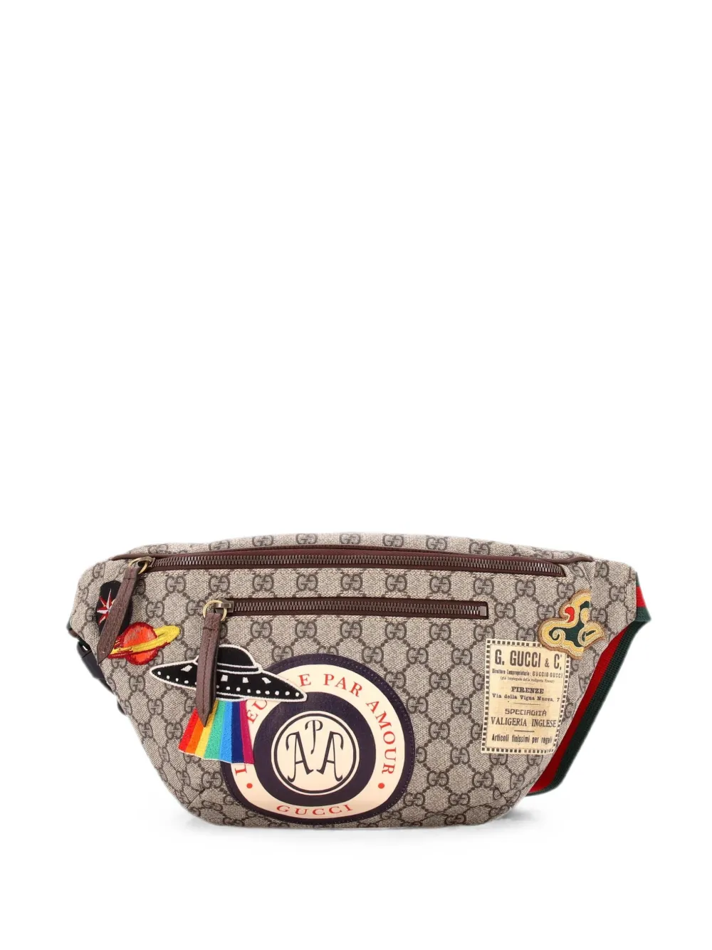 Gucci Pre-Owned Marsupio Courrier in tela cerata GG con applicazione e zip - Marrone