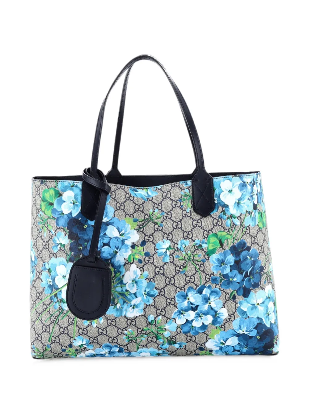 Gucci Pre-Owned Borsa tote GG media reversibile in pelle con stampa a fiori - Blu