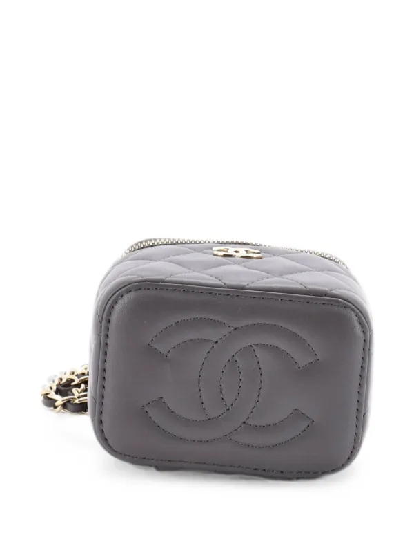 シャネル マトラッセ ミニバニティバッグ ポーチ グレー ショルダーバッグ CHANEL Pre-Owned クラシック トップハンドル バニティケース ウィズ