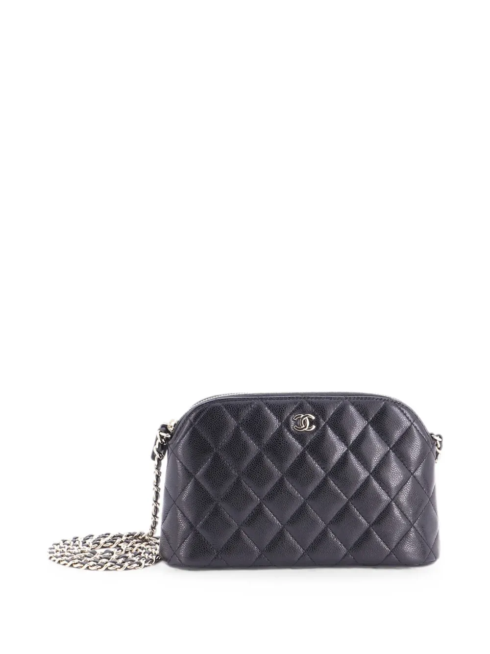 CHANEL Pre-Owned Borsa a spalla CC Dome piccola con zip e catena - Nero