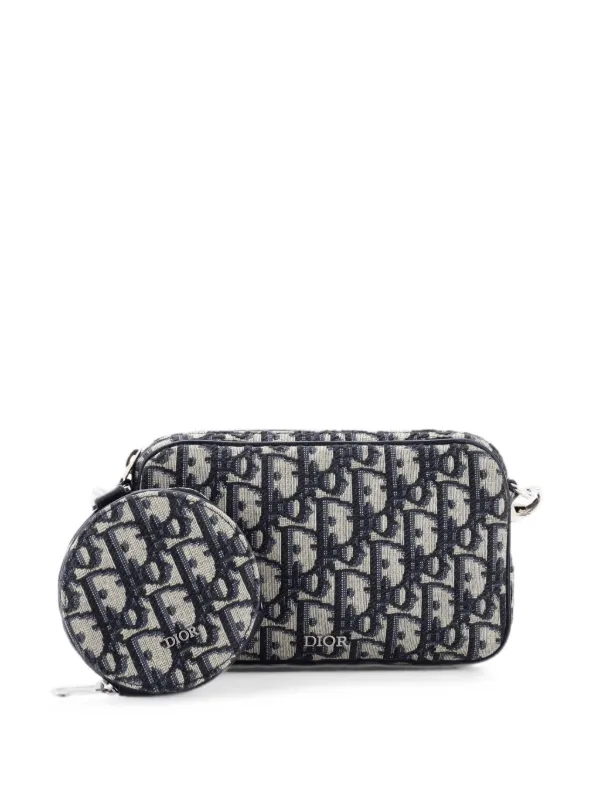 Dior Pre-owned Kids Multifunctional Oblique Jacquard Small Crossbody Bag in Blue