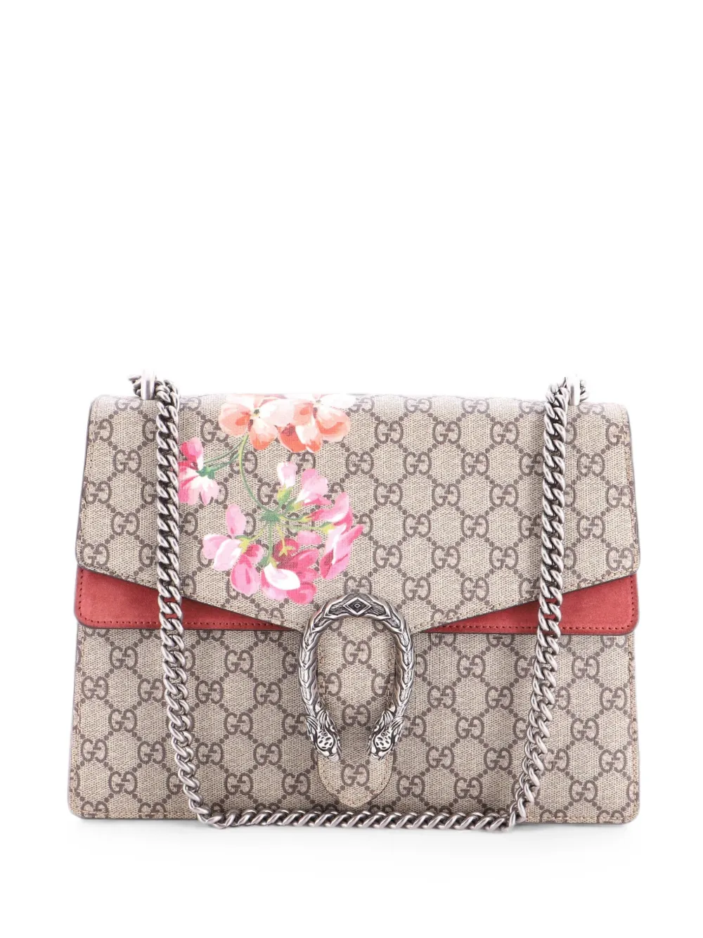 Gucci Pre-Owned Borsa a spalla Dionysus media in tela cerata GG con stampa a fiori - Marrone