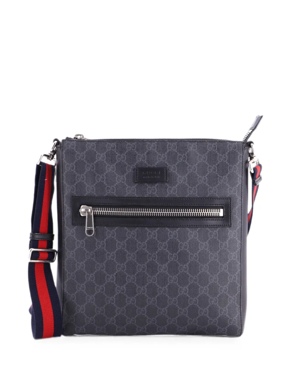 Gucci Pre-Owned Borsa a tracolla GG media in tela cerata con decorazione Web - Nero