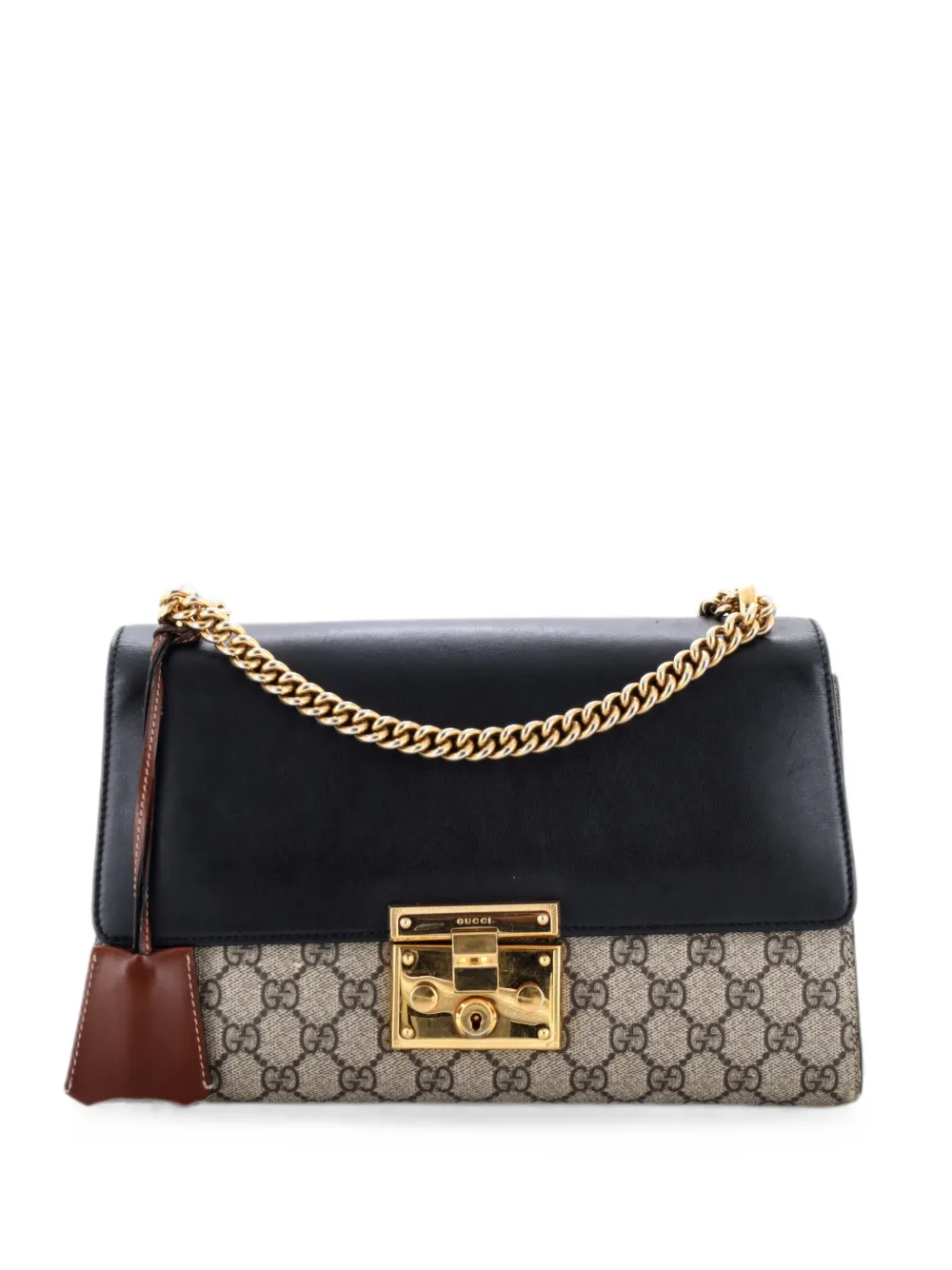 Gucci Pre-Owned Borsa a spalla Padlock media in tela cerata GG e pelle - Nero