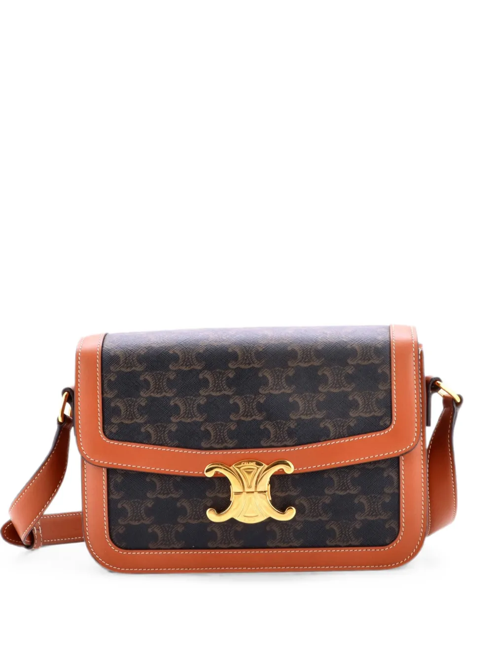 Celine Pre-Owned Mittelgroße Triomphe Schultertasche aus beschichtetem Canvas - Braun