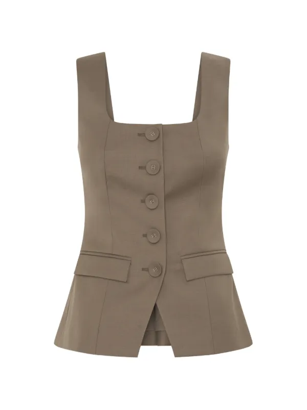 Anna Quan Marisol Button-up Top in Brown