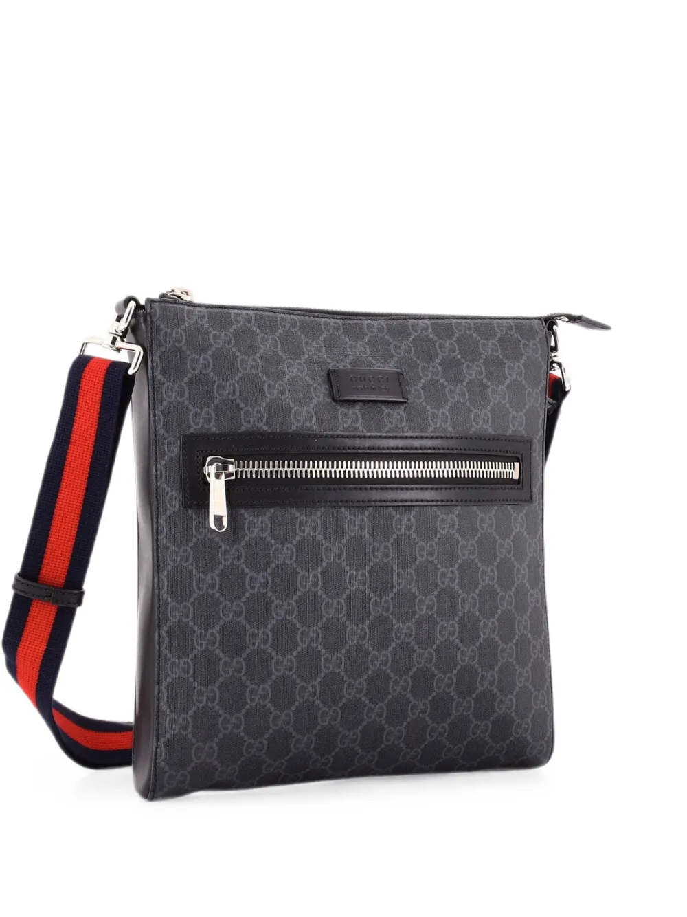 Gucci Pre-Owned Borsa a tracolla GG media in tela cerata con decorazione Web - Nero