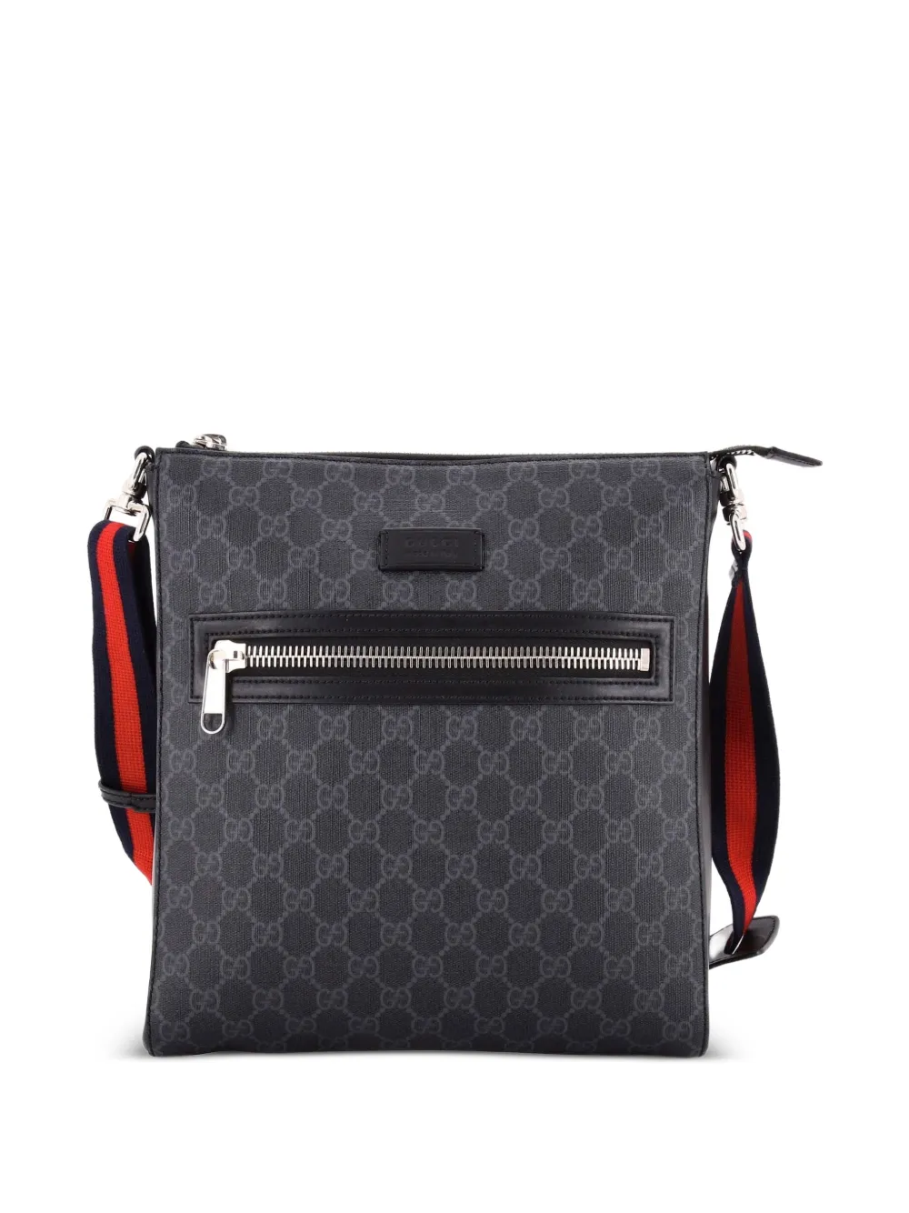 Gucci Pre-Owned Borsa a tracolla GG media in tela cerata con decorazione Web - Nero