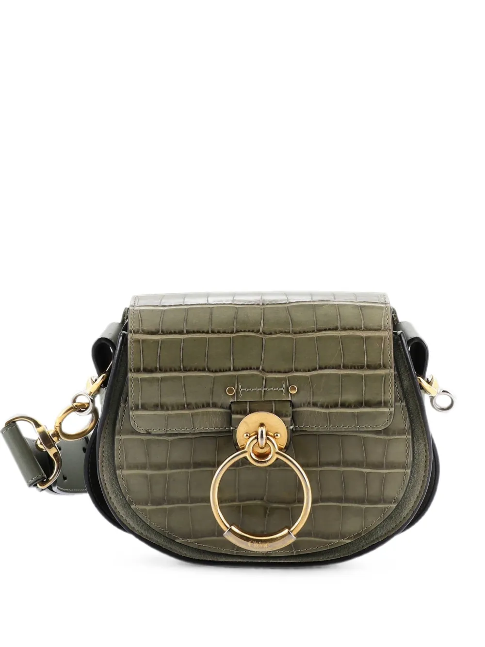 Chloé Pre-Owned Borsa a spalla Tess piccola in pelle goffrata effetto coccodrillo - Verde